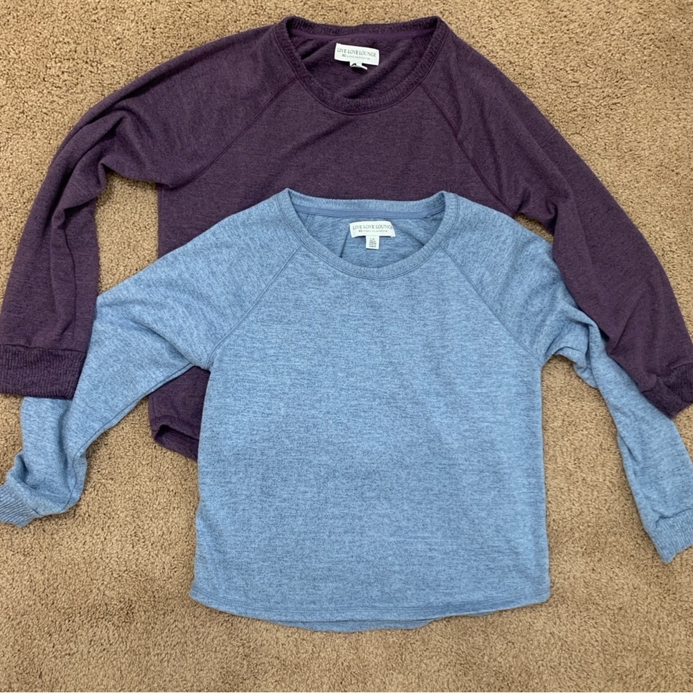 Lot of 2 Live Love Lounge long sleeve shirts size L